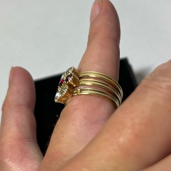 Costume jewelry stacking ring. Set of three. Adjustable Gold tone. Size 5-9. - Picture 3 of 4